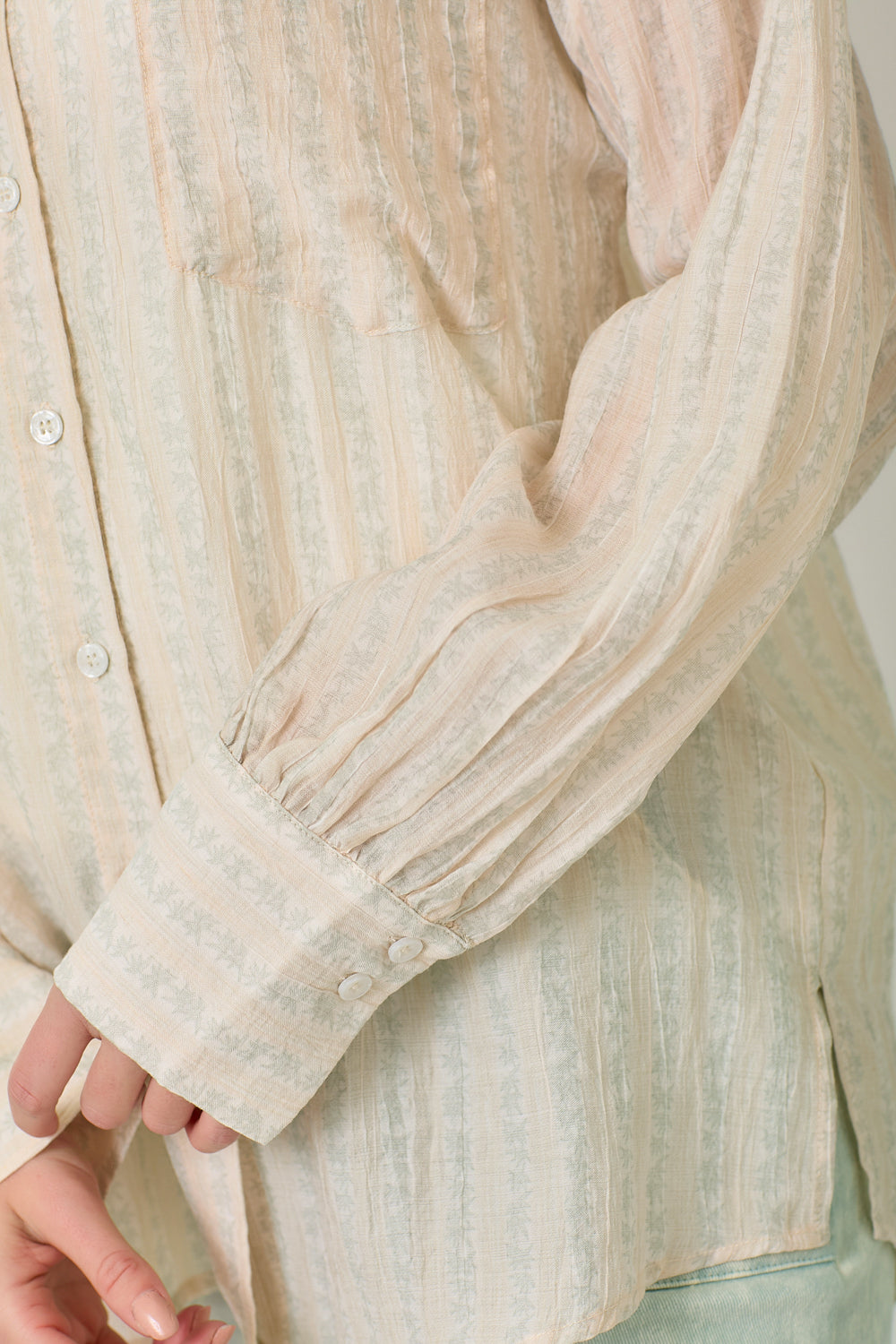 Pinstripe & Floral Oversized Button Up Shirt