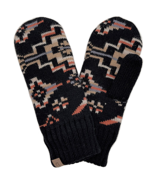Aztec Print Knit Mittens