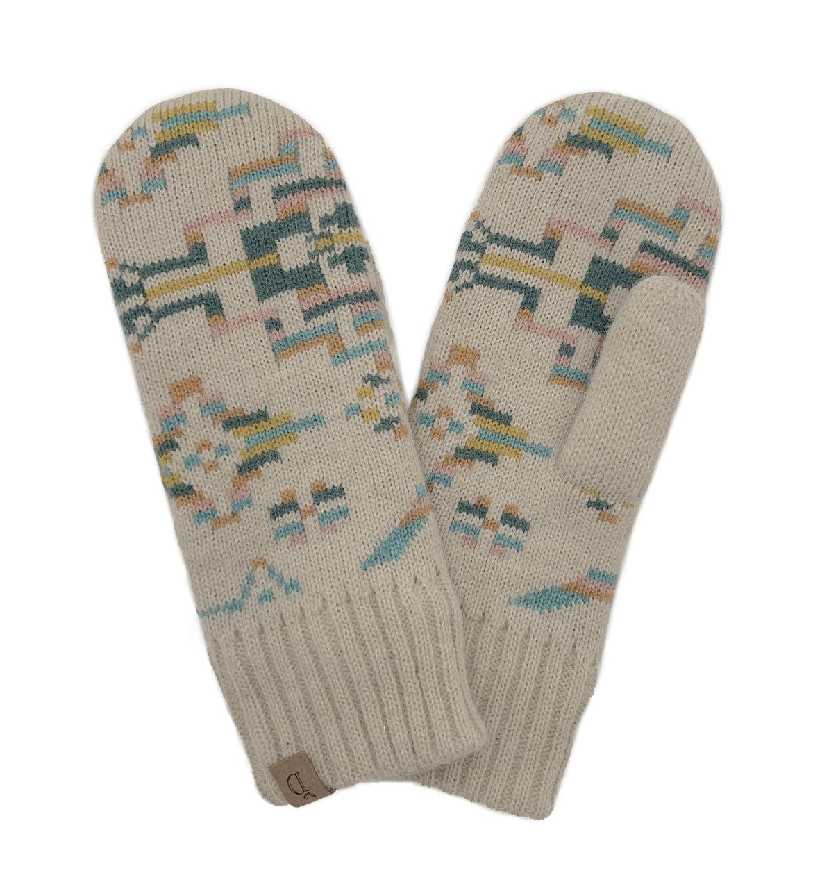 Aztec Print Knit Mittens