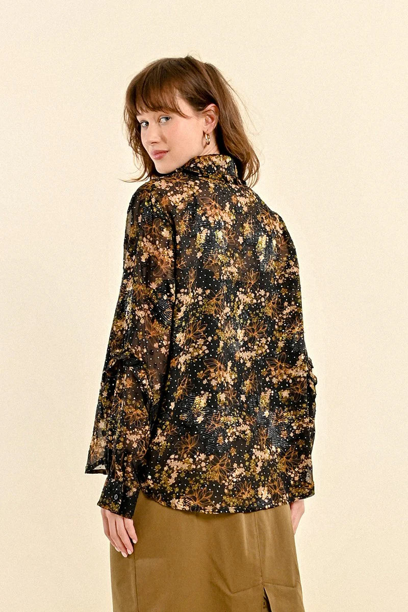 Black Ruby Floral Print Blouse Pizzazz Beloit