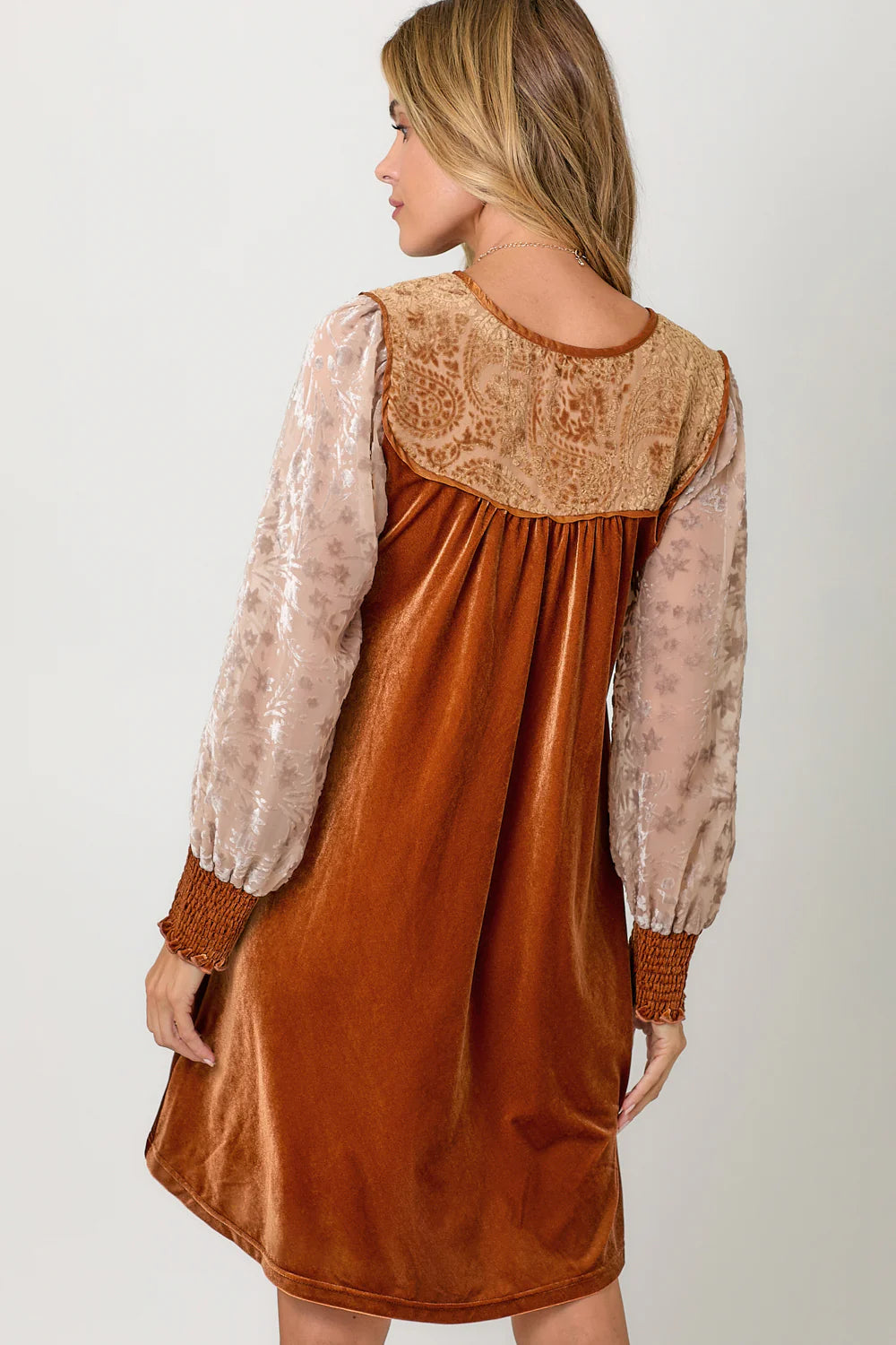 Bubble Sleeve Color Blocked Velvet Dress Pizzazz Beloit