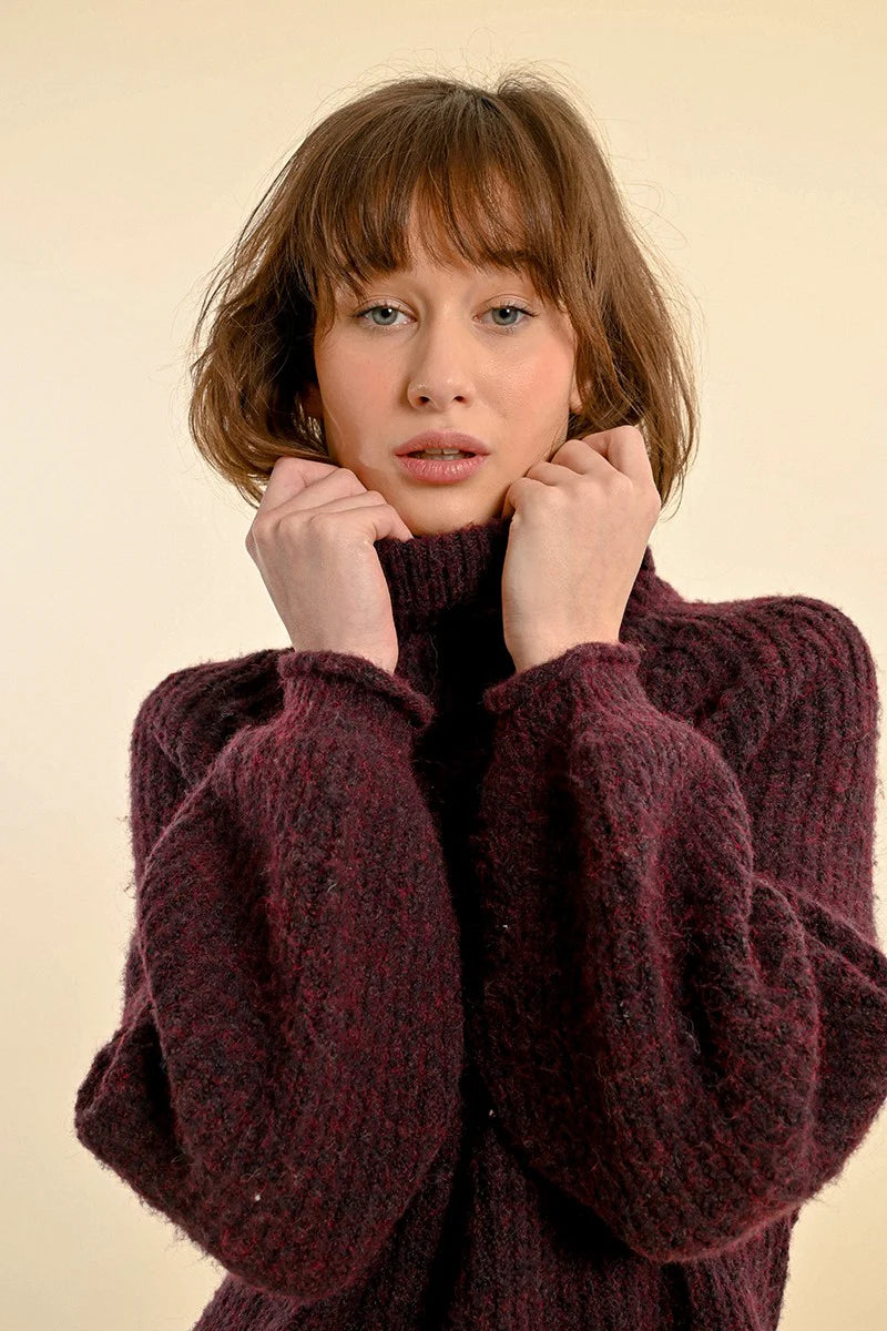Chunky Twisted Knit Turtleneck Sweater Pizzazz Beloit