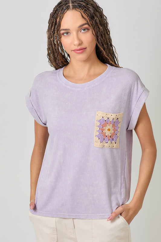 Crochet Pocket Rolled Up Cuff Top Pizzazz Beloit