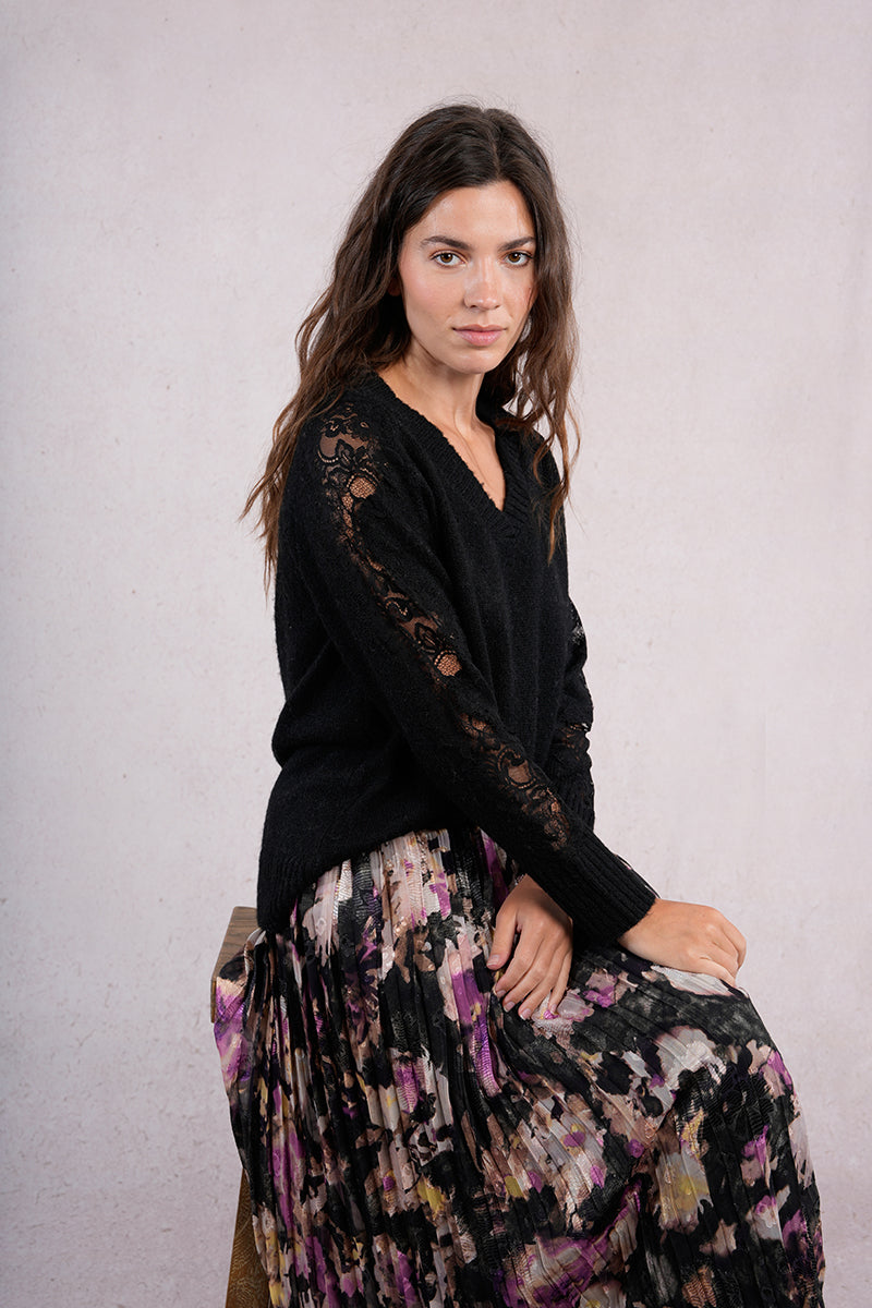Lovely in Lace V-Neck Sweater