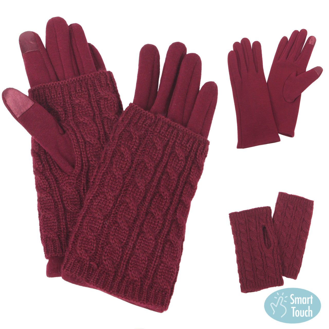 3 In 1 Cable Knit Gloves