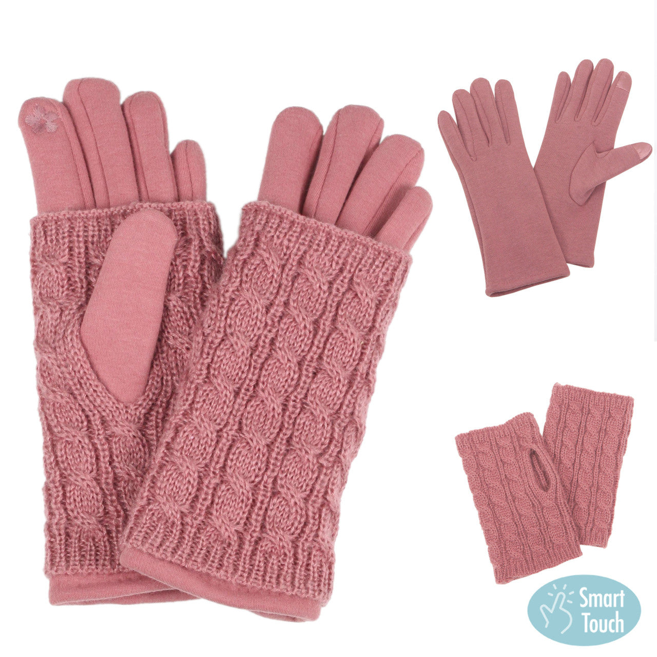 3 In 1 Cable Knit Gloves
