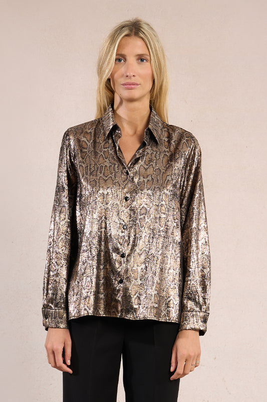 Snakeskin Chic Silky Button Down