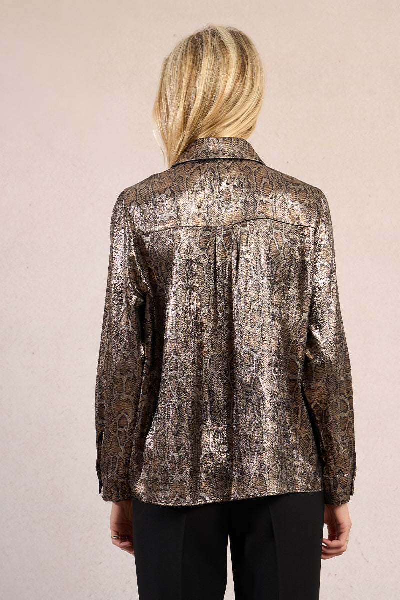 Snakeskin Chic Silky Button Down
