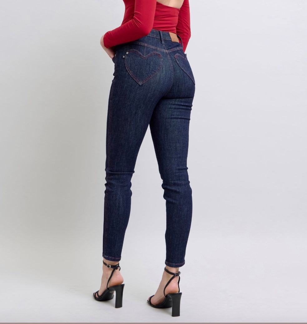 Judy Blue High Waist Heart Shaped Back Pocket Skinny Jeans
