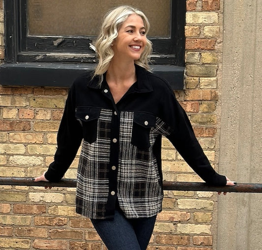 Plaid Cotton Blend Shirt Jacketi