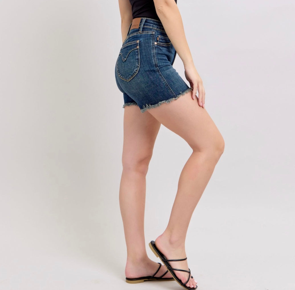 Judy Blue High Waist Tummy Control Fray Hem Shorts
