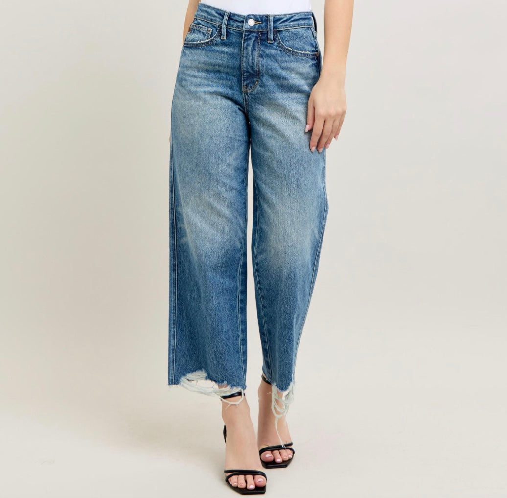 Judy Blue High Waist Rigid Magic Destroy Hem Crop Jeans