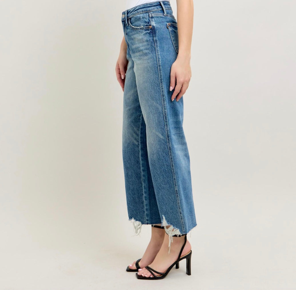 Judy Blue High Waist Rigid Magic Destroy Hem Crop Jeans