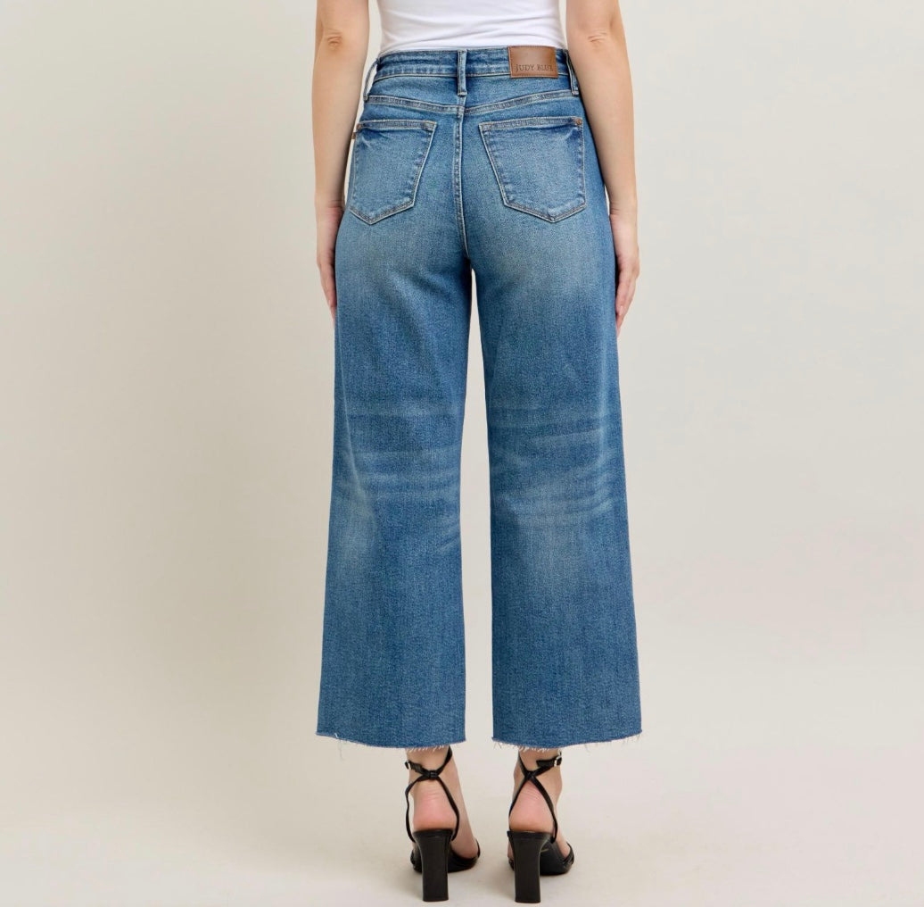 Judy Blue High Waist Rigid Magic Destroy Hem Crop Jeans