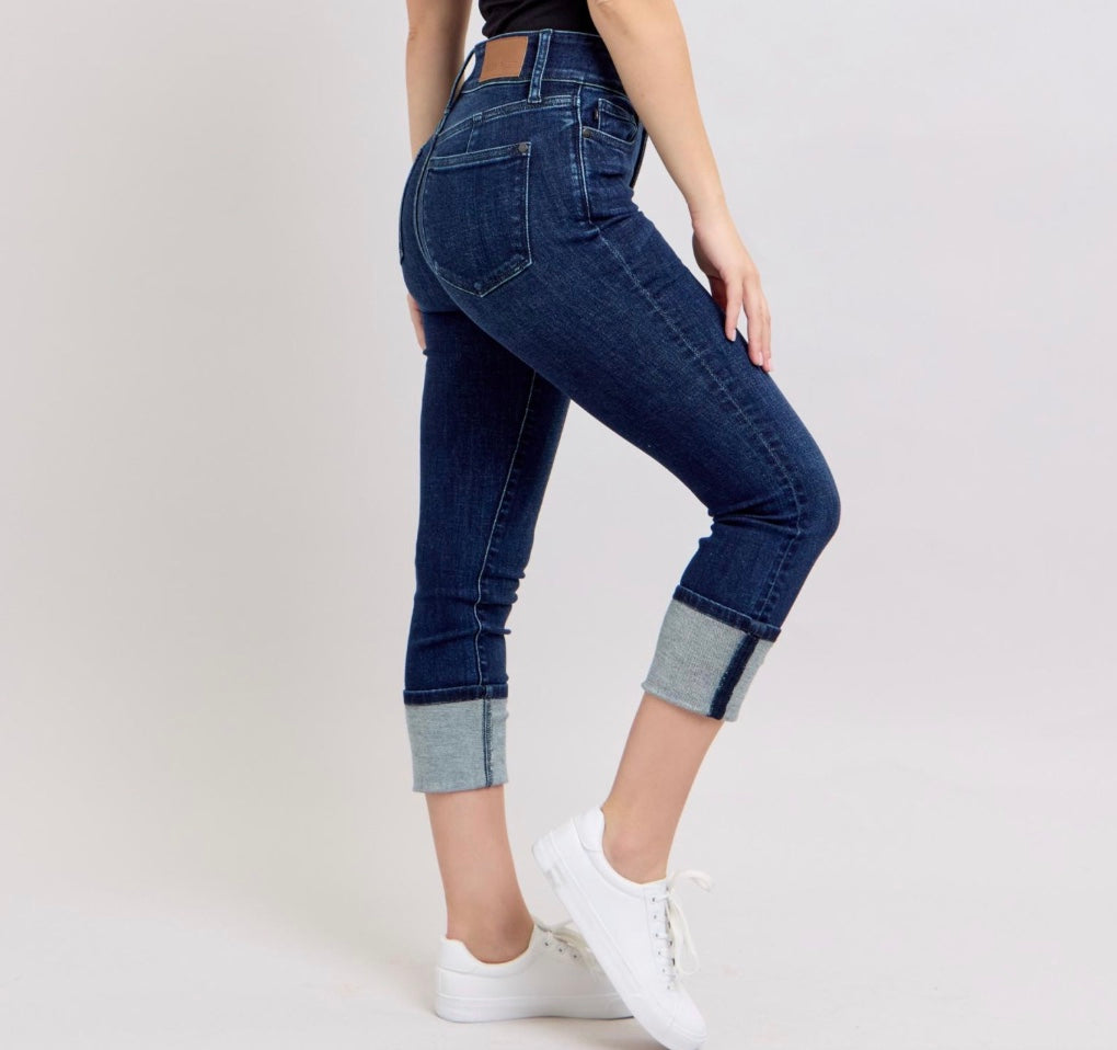 Judy Blue High Waist Double Band Capri Jeans