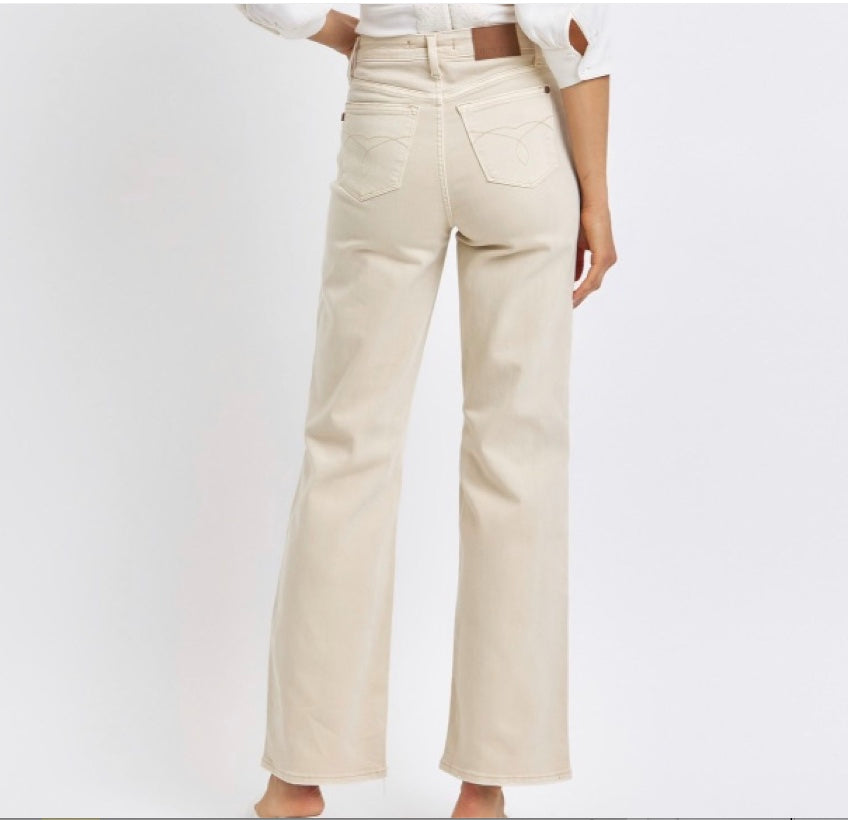 Judy Blue High Waist Garment Dyed Destroyed 90's Straight Jeans