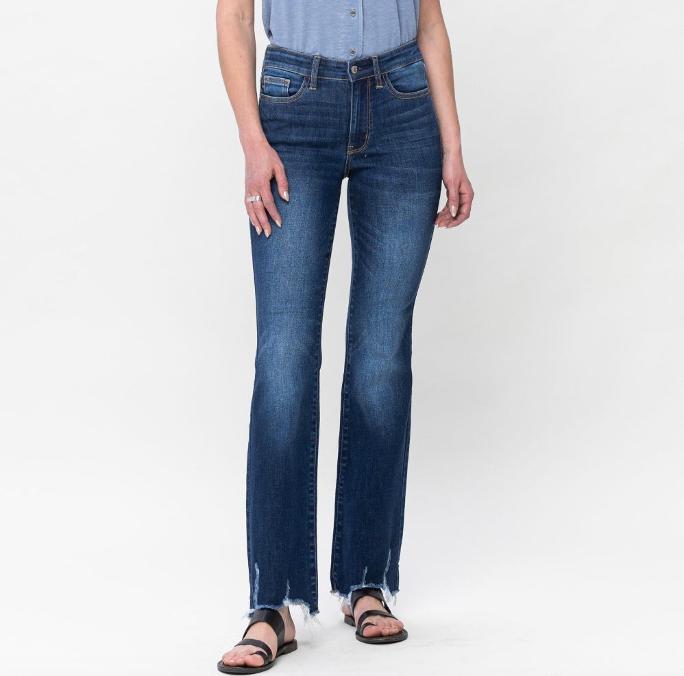 Judy Blue Distressed Raw Hem Bootcut Jeans