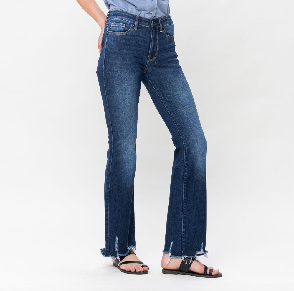 Judy Blue Distressed Raw Hem Bootcut Jeans