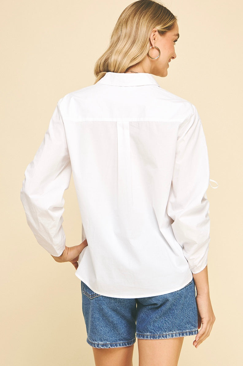 The Willow Blouse – Shirred Sleeve Elegance