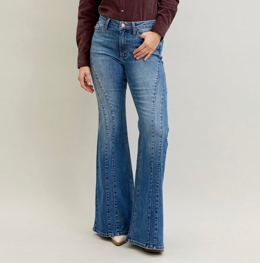 Judy Blue Jaqueline Double Angular Seam Flare Jeans