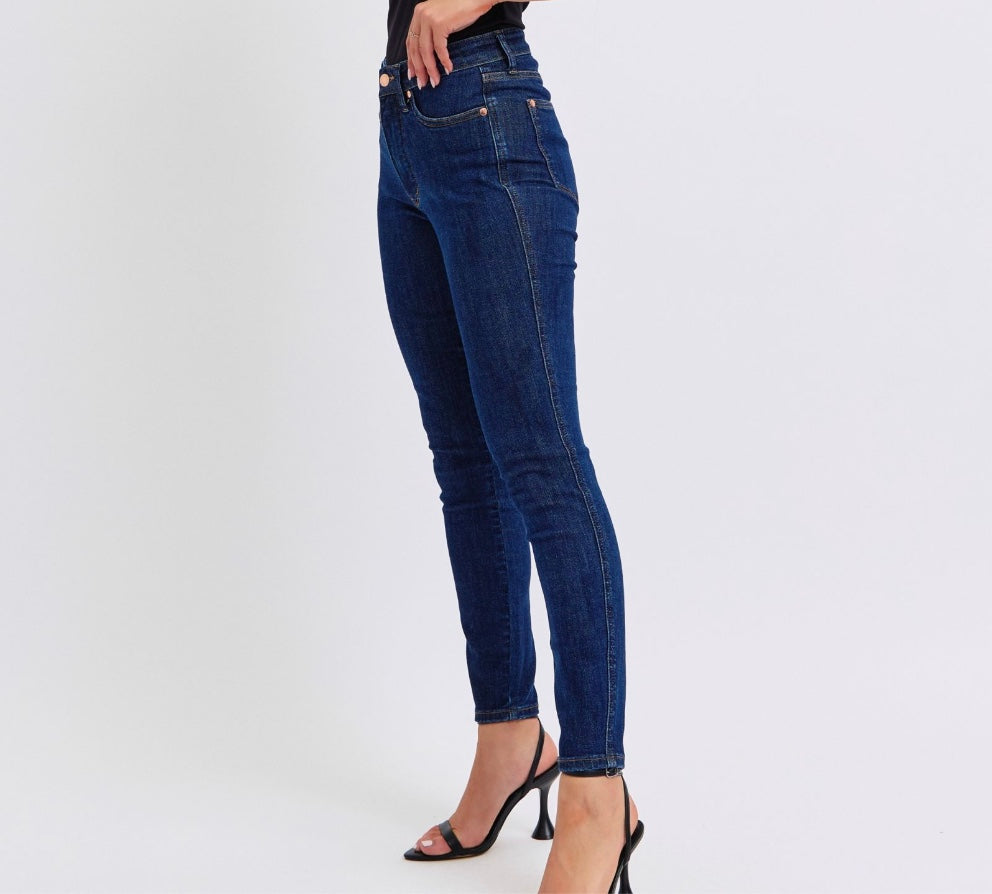 Judy Blue Mid Rise Dark Wash Tummy Control Classic Skinny Jeans