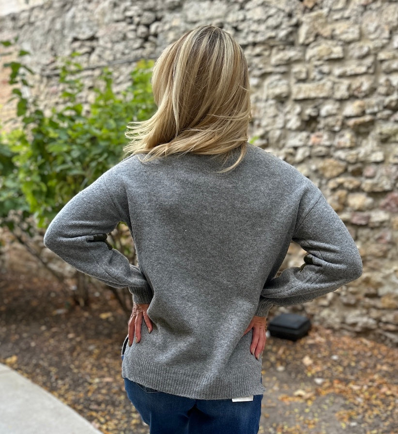 Bloom & Swoon Grey Balloon Sleeve Sweater