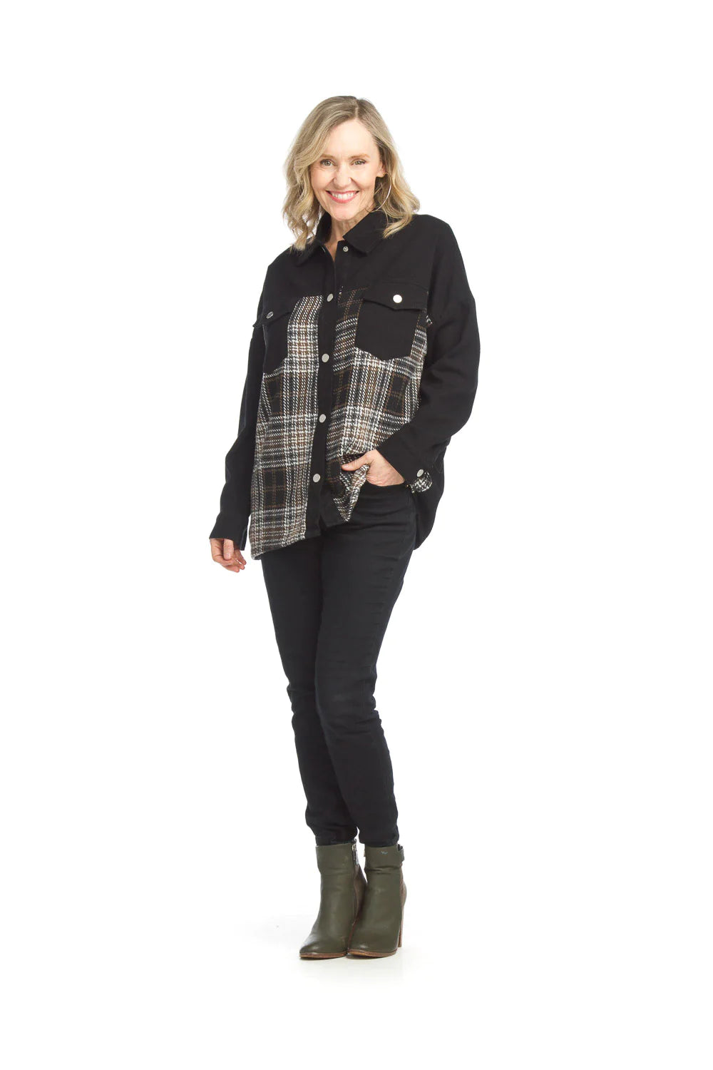 Plaid Cotton Blend Shirt Jacketi