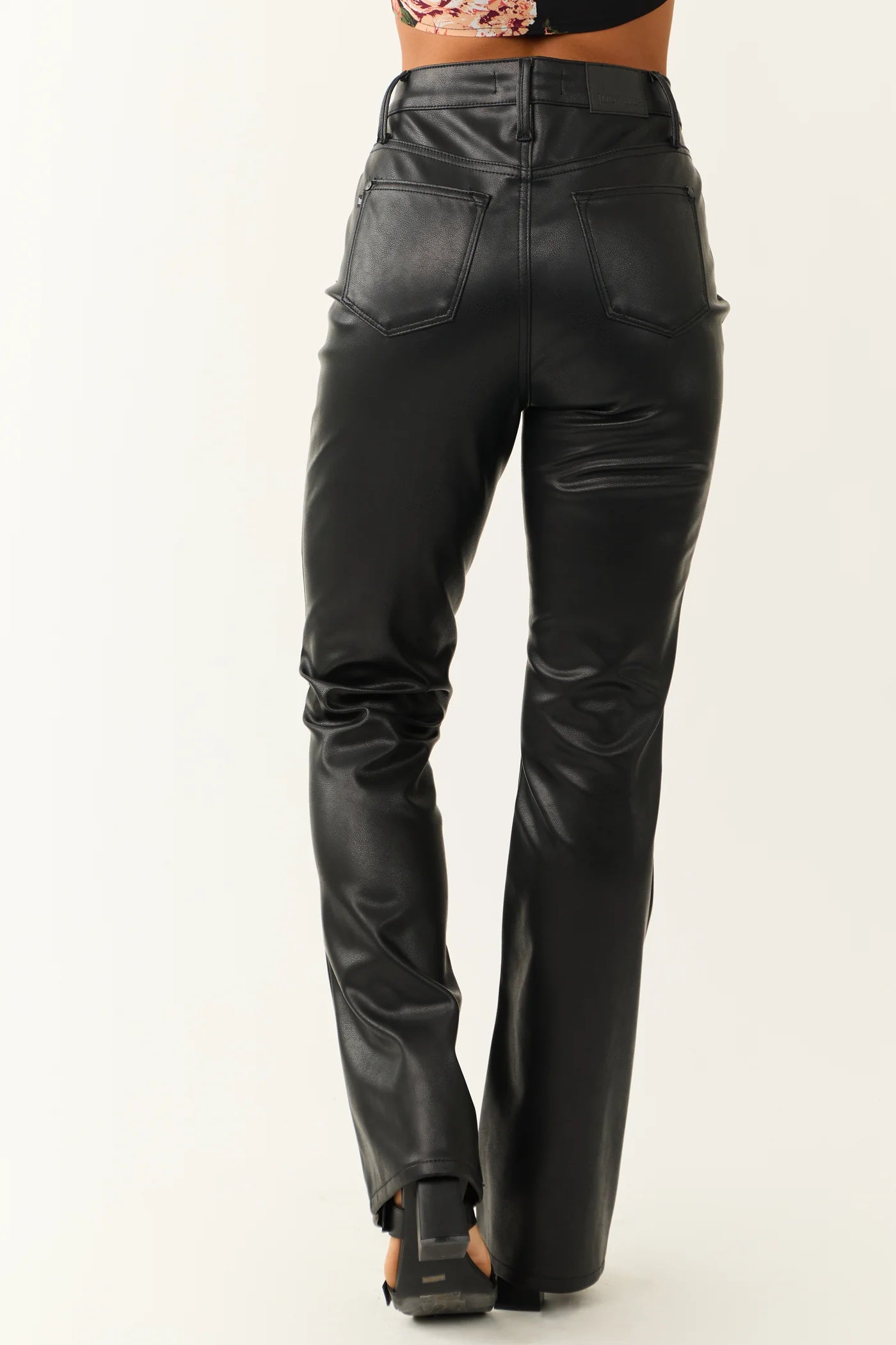 Judy Blue Black Faux Leather Tummy Control Bootcut Pants Pizzazz Beloit