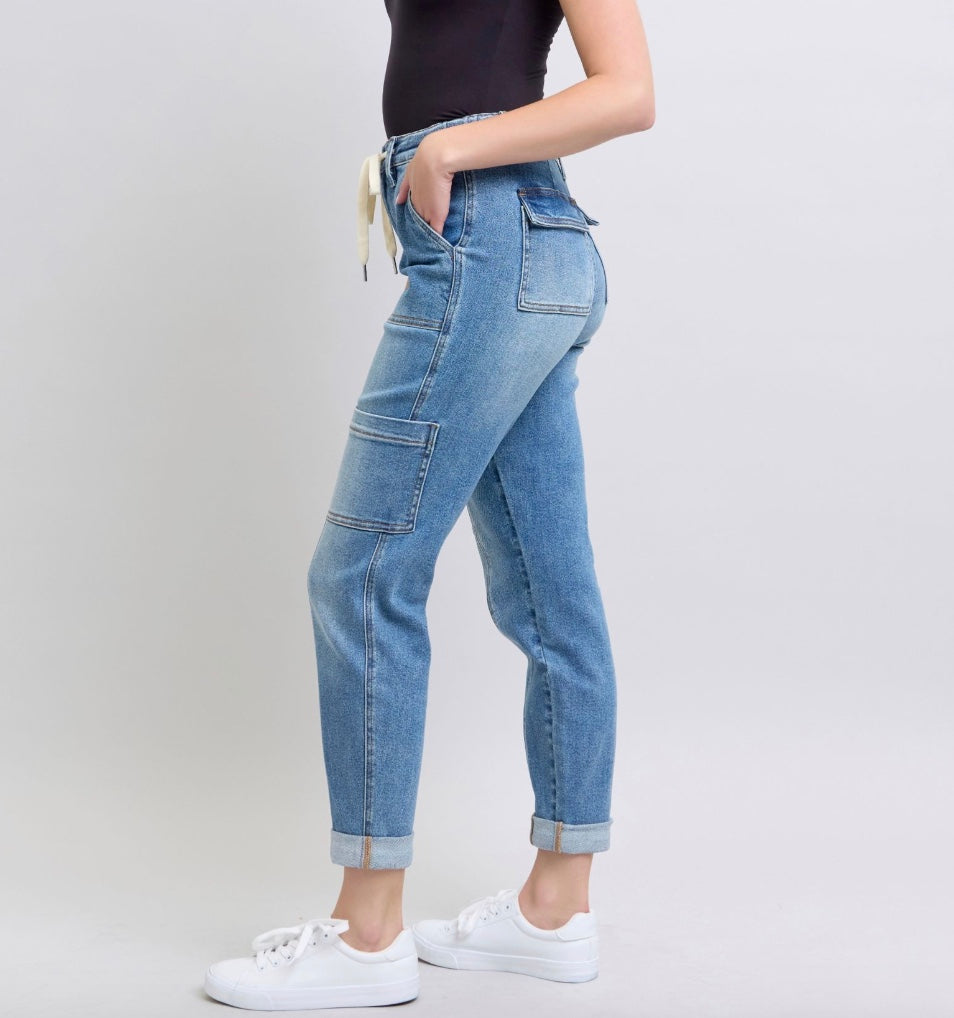 Judy Blue High Waist Cuffed Cargo Jogger Jeans Pizzazz Beloit