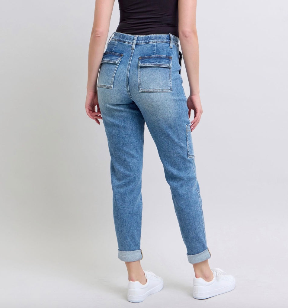 Judy Blue High Waist Cuffed Cargo Jogger Jeans Pizzazz Beloit
