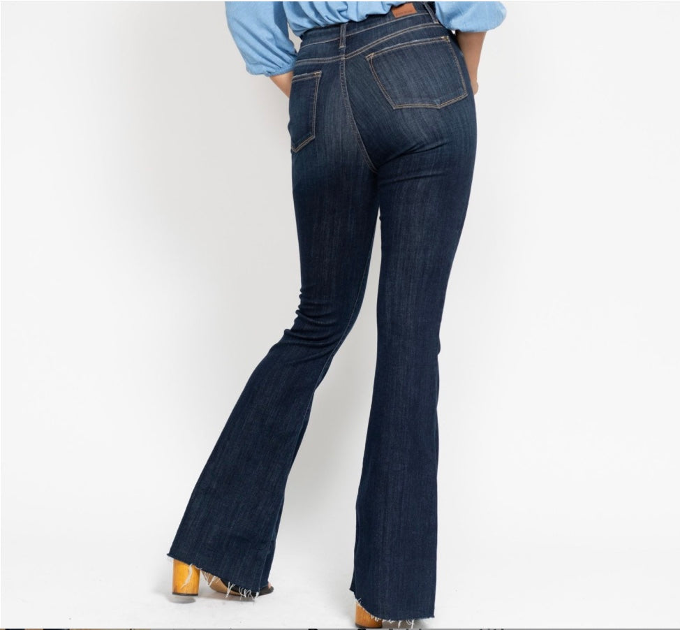 Judy Blue High Waist Raw Hem Flare (Tall) Pizzazz Beloit