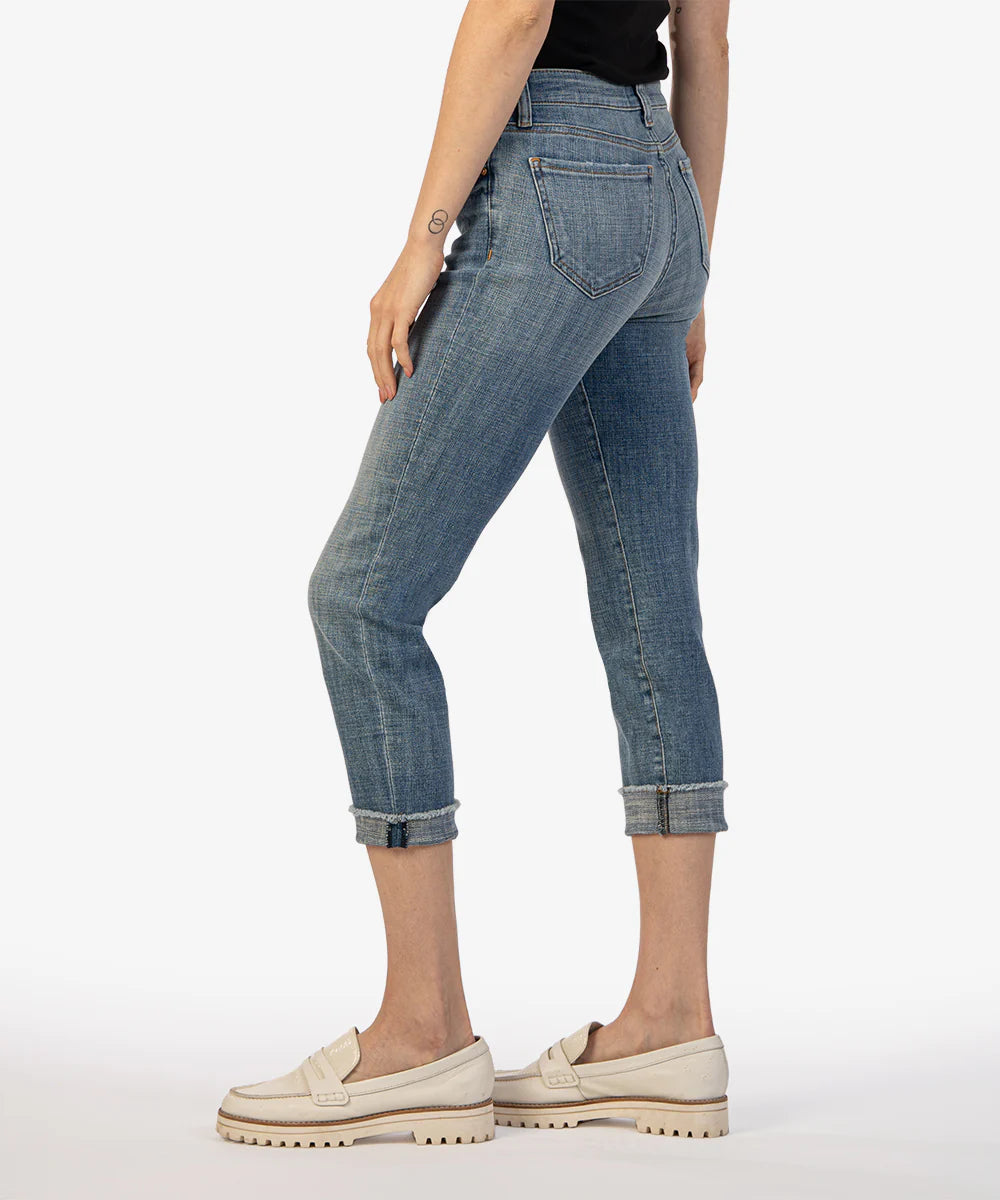 Kut From The Kloth Amy Crop Straight Leg Roll Up Fray Jeans