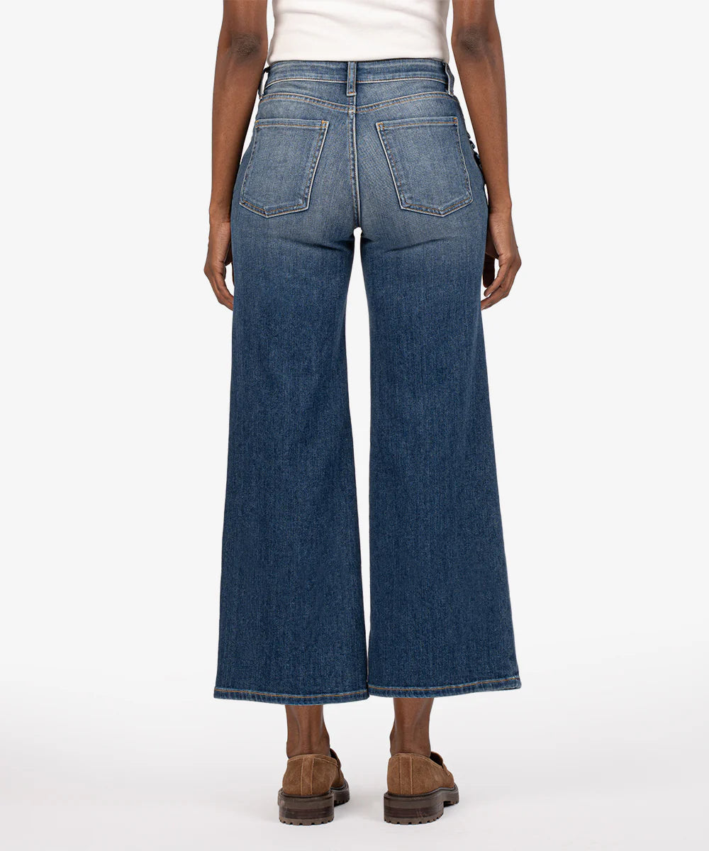 Kut From The Kloth Meg High Rise Ruffle Pleat Pocket Wide Leg Jeans Pizzazz Beloit