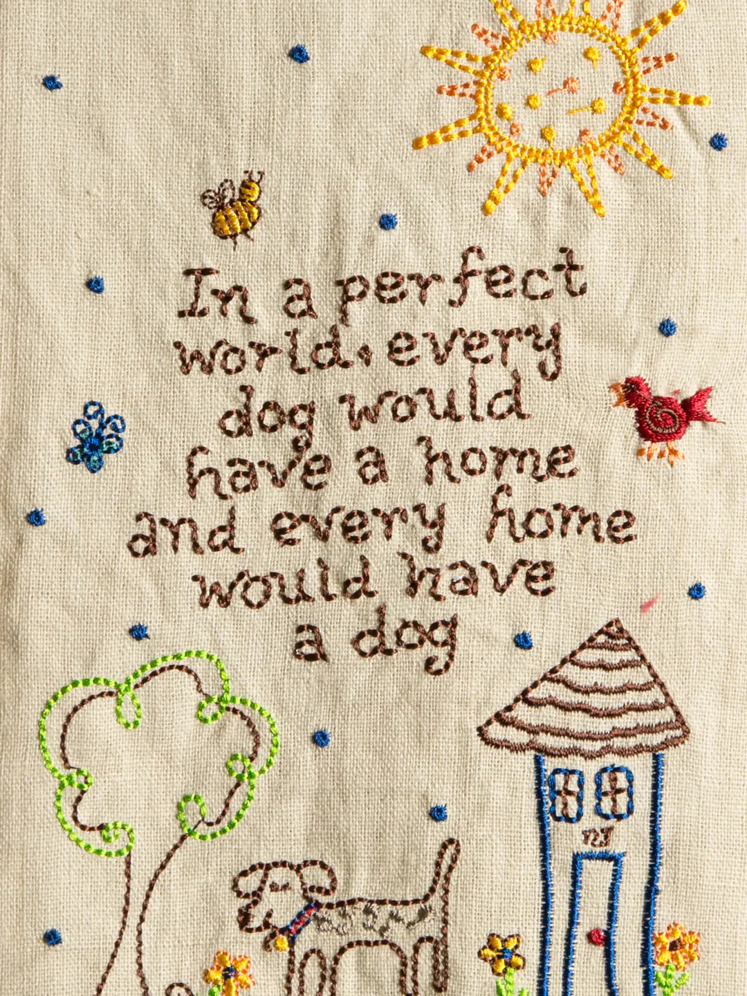 Natural Life Perfect World Dog Linen Embroidered Hand Towel