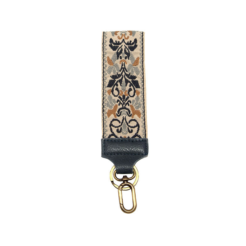 Navy Floral Filigree Easy Find Wristlet