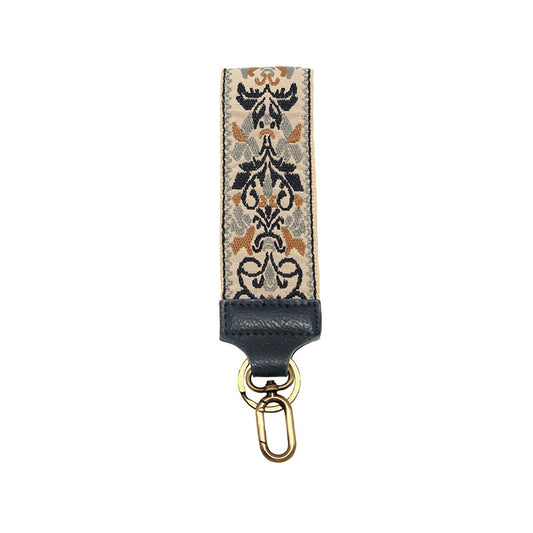 Navy Floral Filigree Easy Find Wristlet
