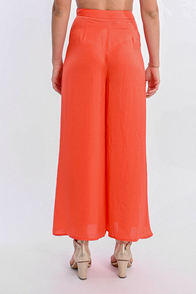 Red Coral Breezy Wide Leg Pants