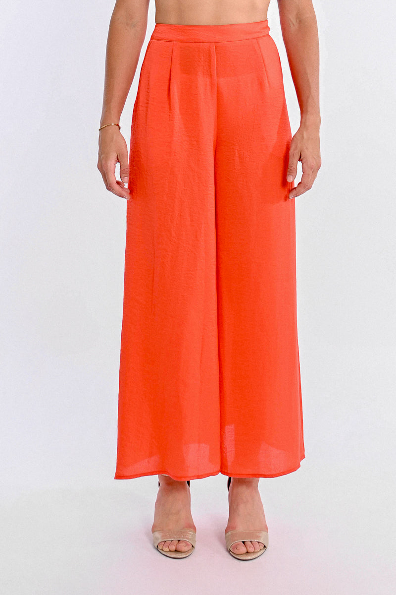 Red Coral Breezy Wide Leg Pants