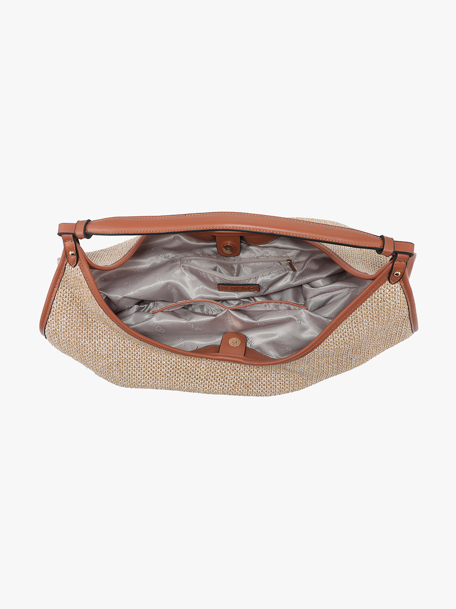 Cecilia Slouchy Soft Straw Woven Hobo w/ Snap Closure