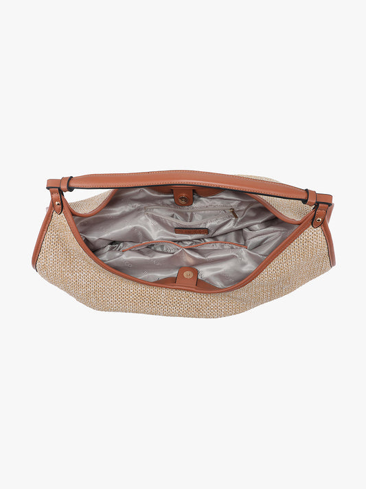 Cecilia Slouchy Soft Straw Woven Hobo w/ Snap Closure