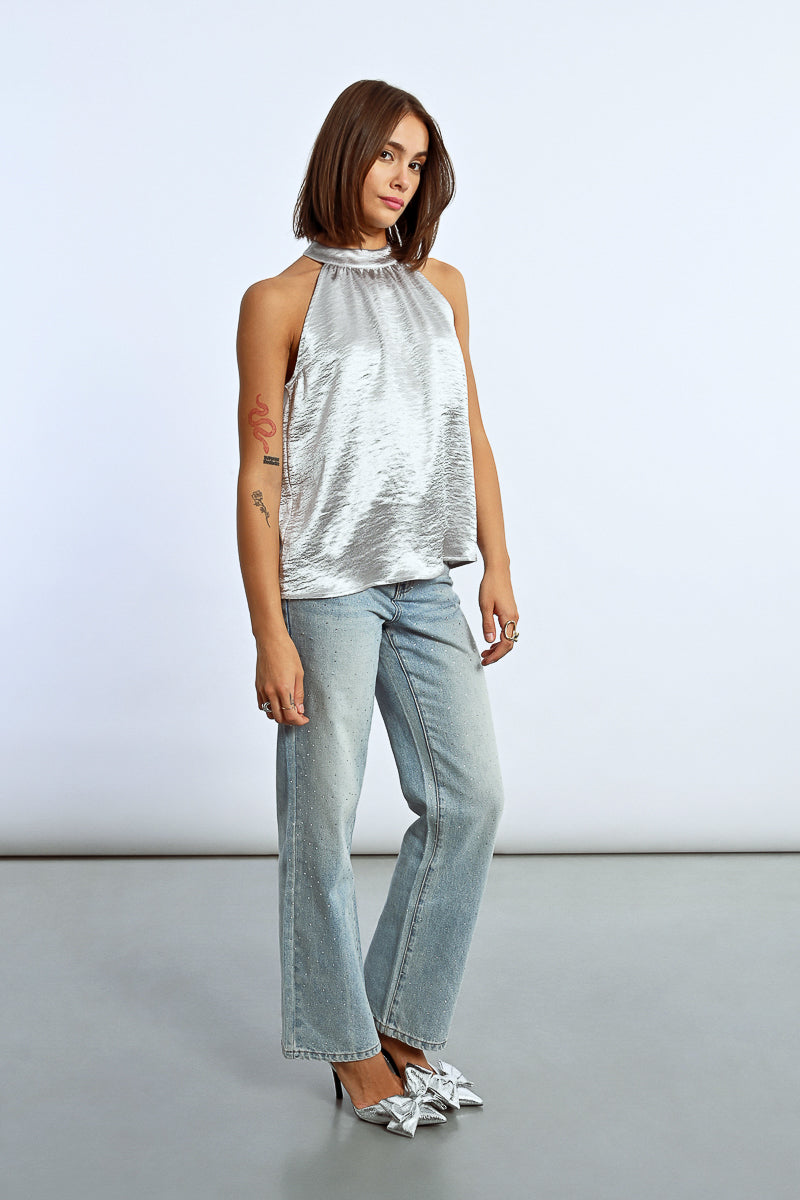 Silver Halter Top