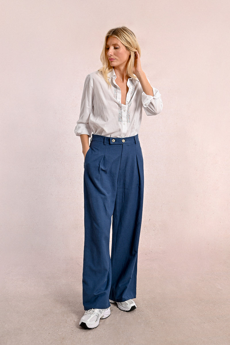 Navy Wide Leg Palazzo Pant Alt View Pizzazz Beloit