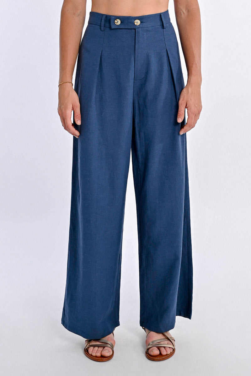 Navy Wide Leg Palazzo Pant Close View Pizzazz Beloit