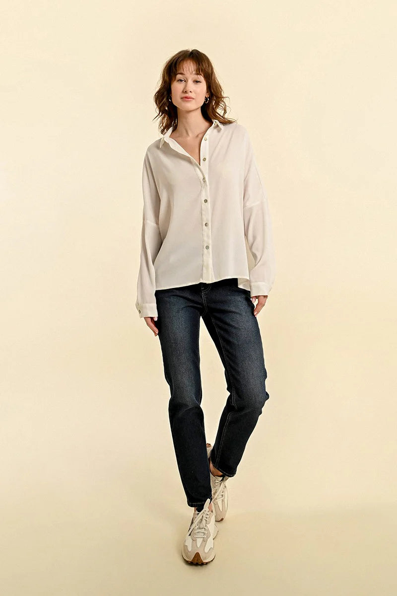 Oversized Drop Shoulder Button Up Shirt Pizzazz Beloit
