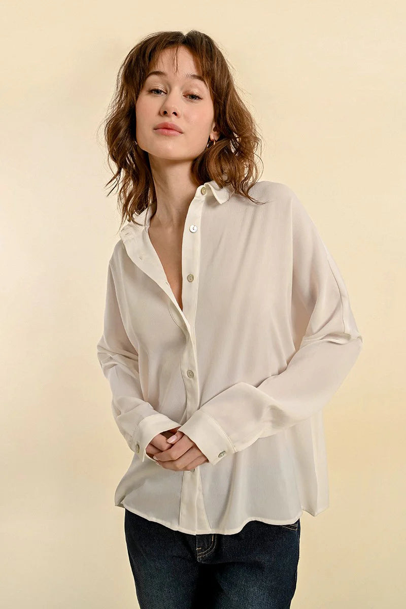 Oversized Drop Shoulder Button Up Shirt Pizzazz Beloit