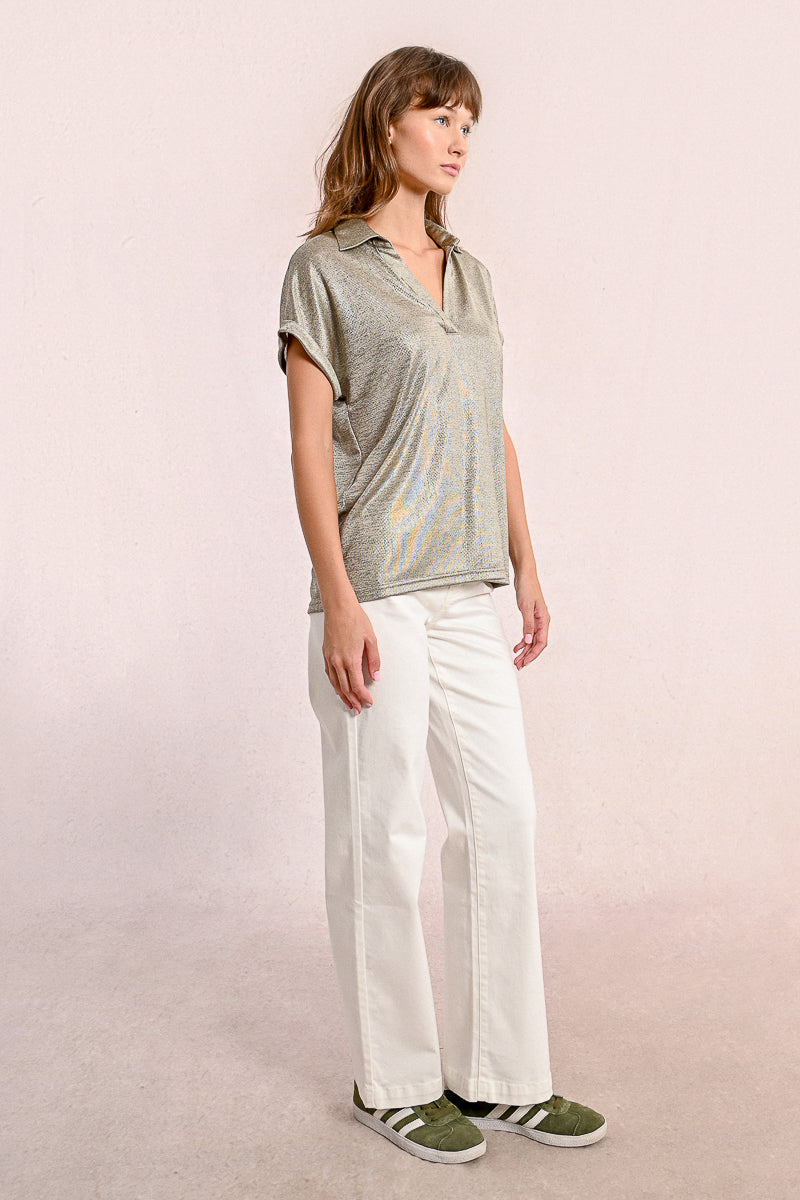 Collared V-Neck Polo Style T-Shirt