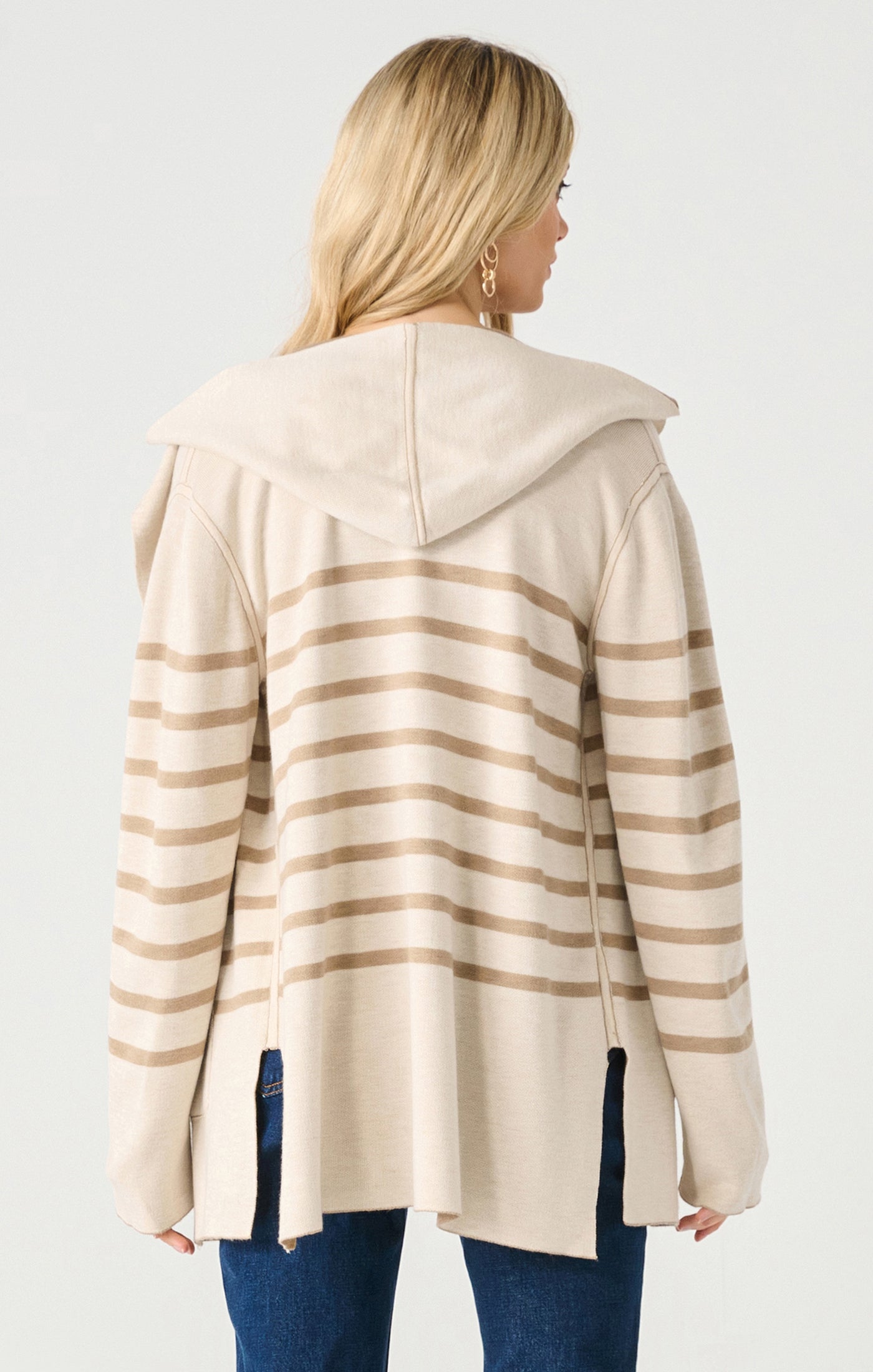 Reversible Carmel Stripe Hooded Cardigan Pizzazz Beloit