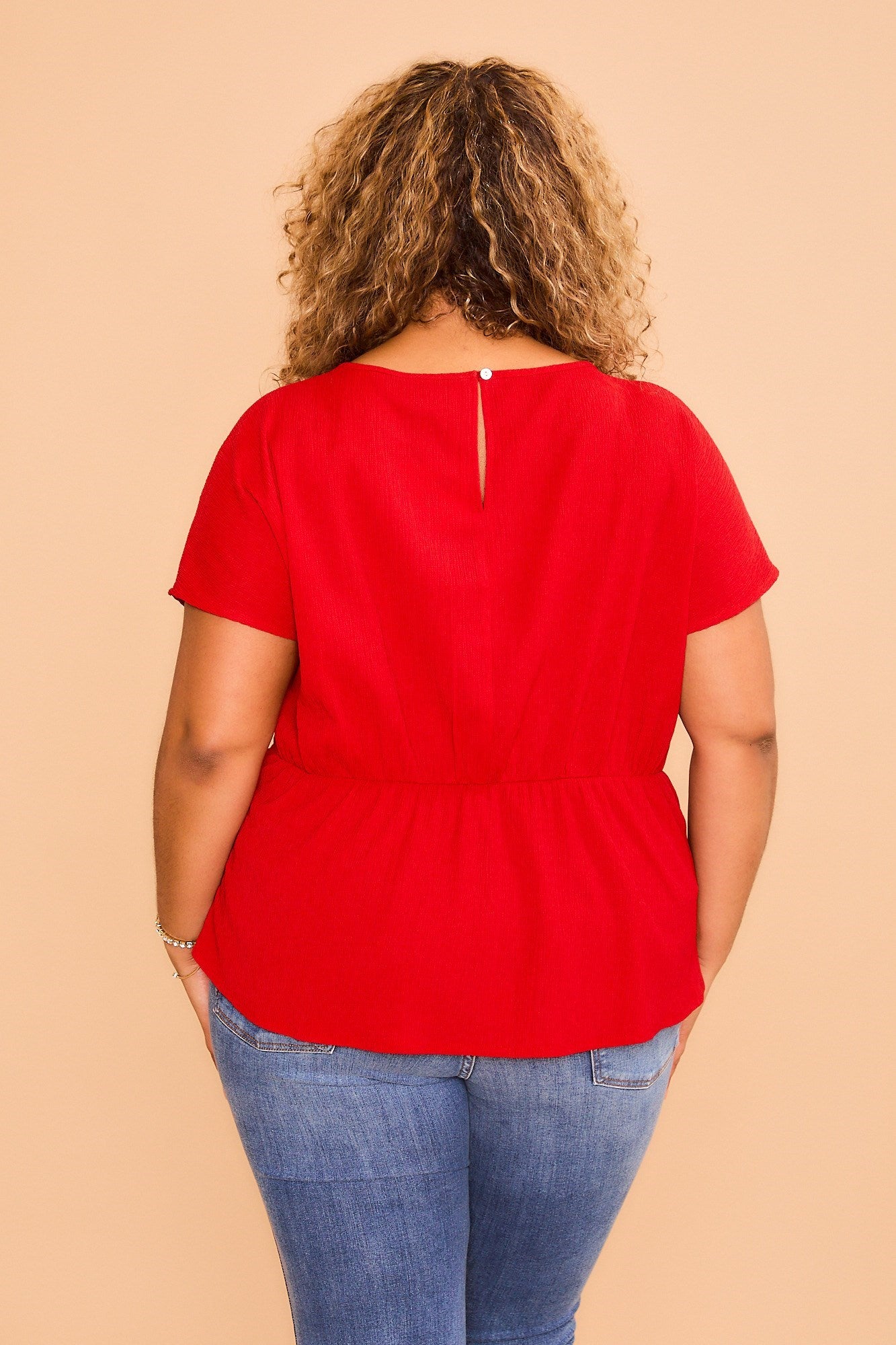 Red Off Set Knotted Top