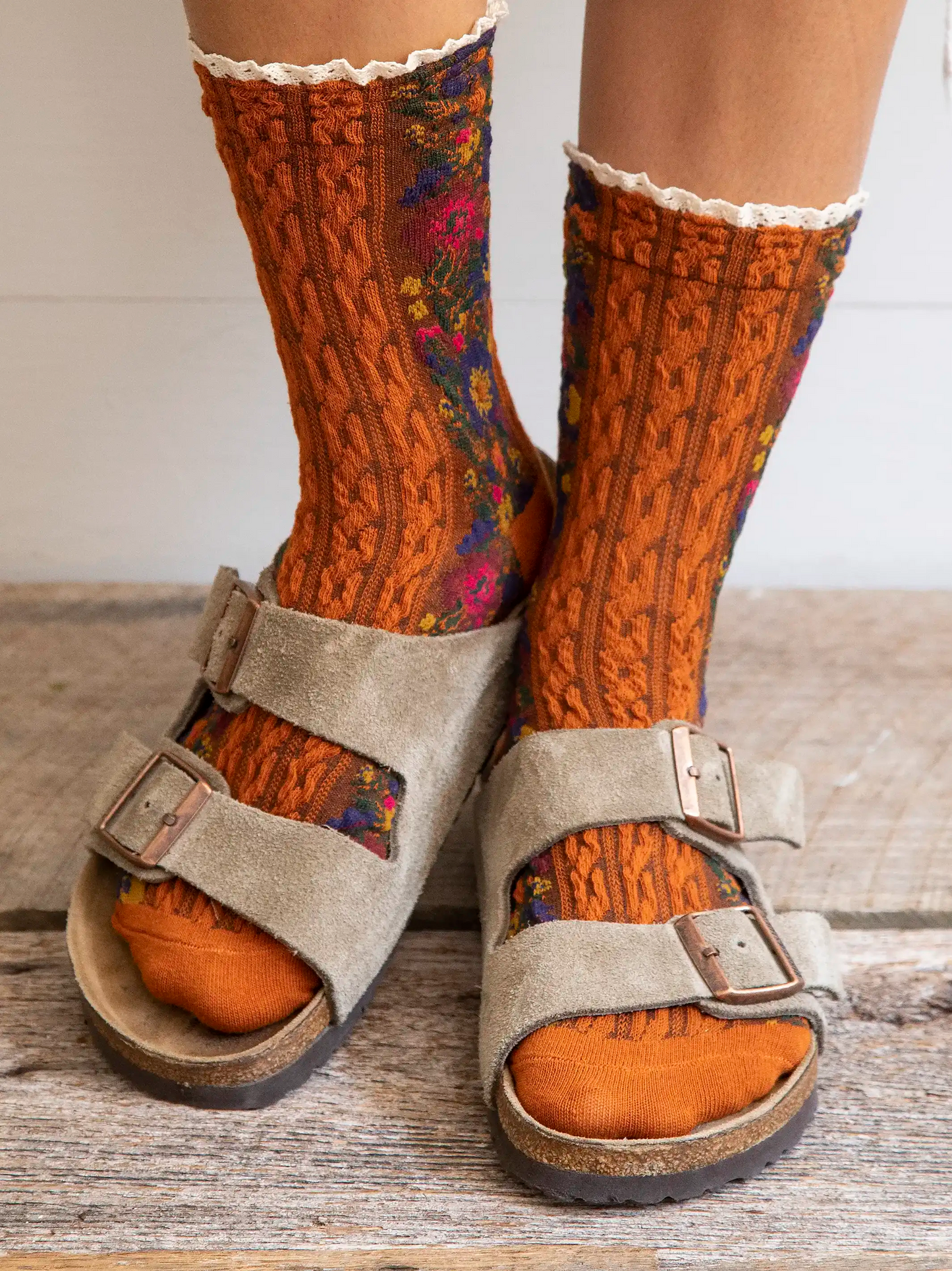 Rust Blossom Socks & Scrunchie