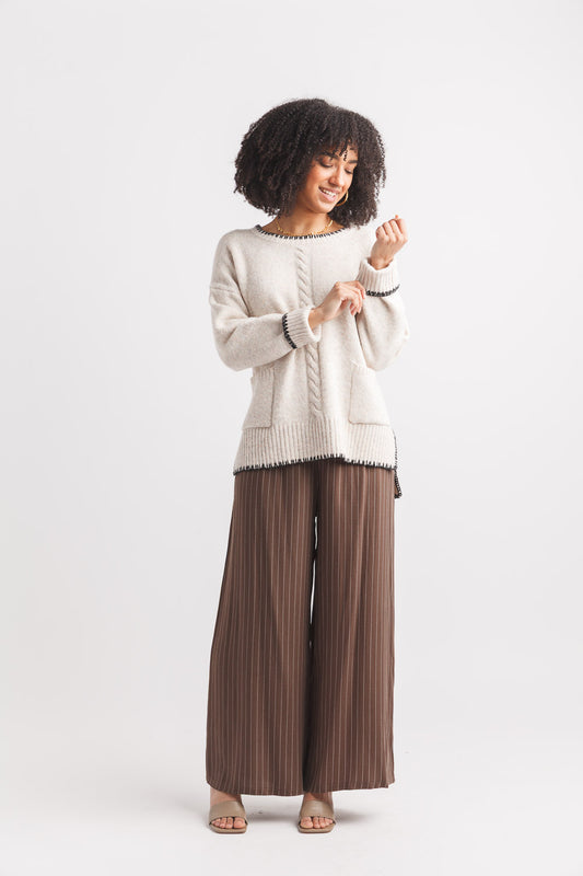 Everyday Ease Oatmeal Step Hem Sweater